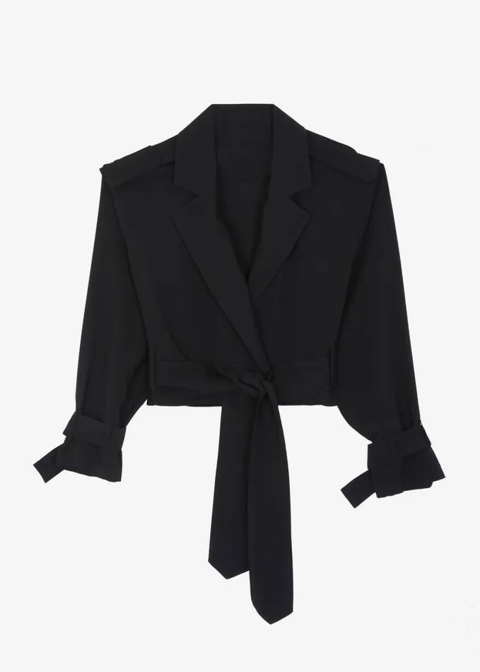 Outerwear Women The Frankie Shop Faven Cropped Trench 8211 Black