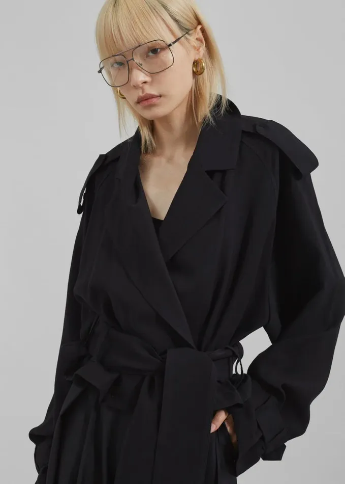 Outerwear Women The Frankie Shop Faven Cropped Trench 8211 Black