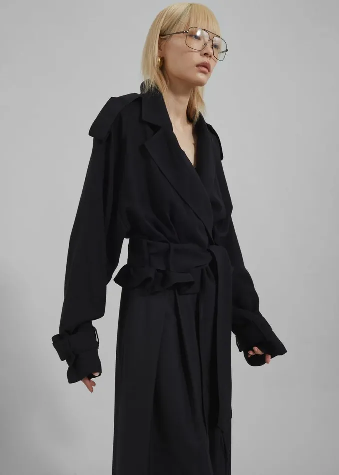 Outerwear Women The Frankie Shop Faven Cropped Trench 8211 Black