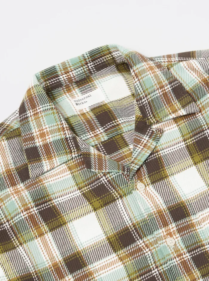Overshirts Men Universal Works Universal Works LS Camp Shirt In Pistachio Tahoe Check