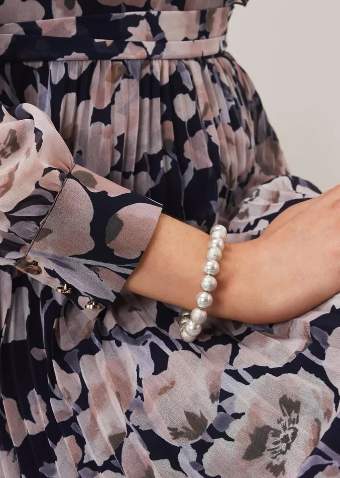 Pearl And Bead Stretch Bracelet Silver Women Phase Eight Jewellery
