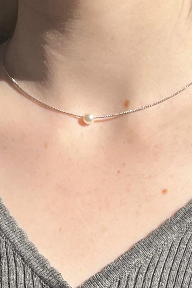 Pearl Necklace Silver Women Brandy Melville Jewelry