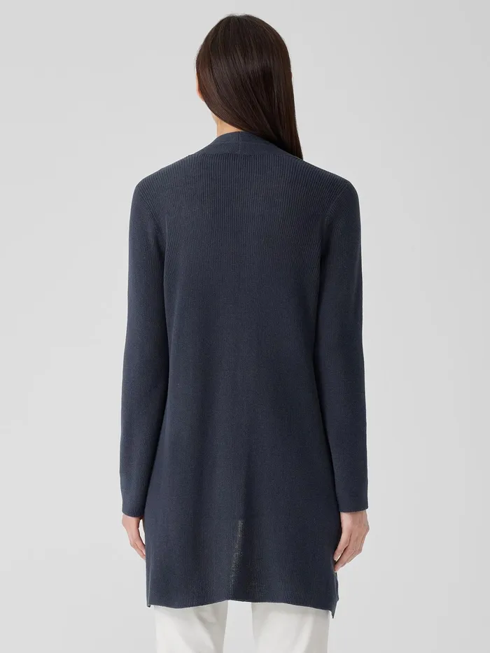 Peruvian Organic Cotton Crepe Cardigan Ocean Women Eileen Fisher Sweaters and Cardigans