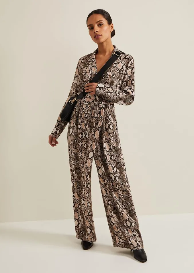 Petite Snake Constance Jumpsuit Brown Women Phase Eight Dresses