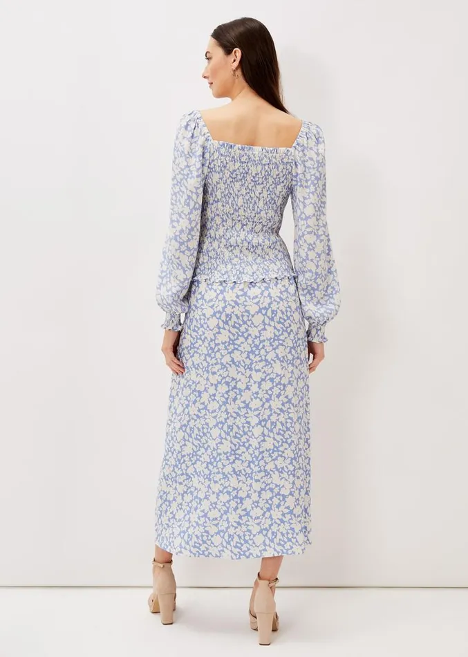 Phillipa Floral Print CoOrd Skirt Powder Blueivory Women Phase Eight Skirts