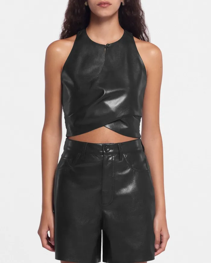 Phine Sale Okobor AltLeather Top Black Women Nanushka Tops