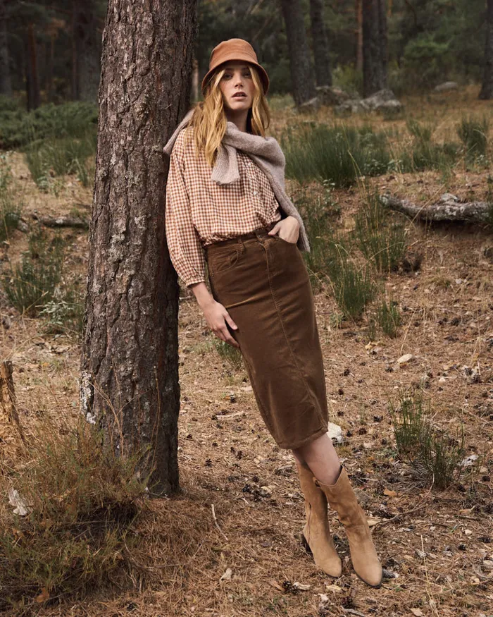 Polin Et Moi Altea Corduroy Skirt Leather Women Skirts