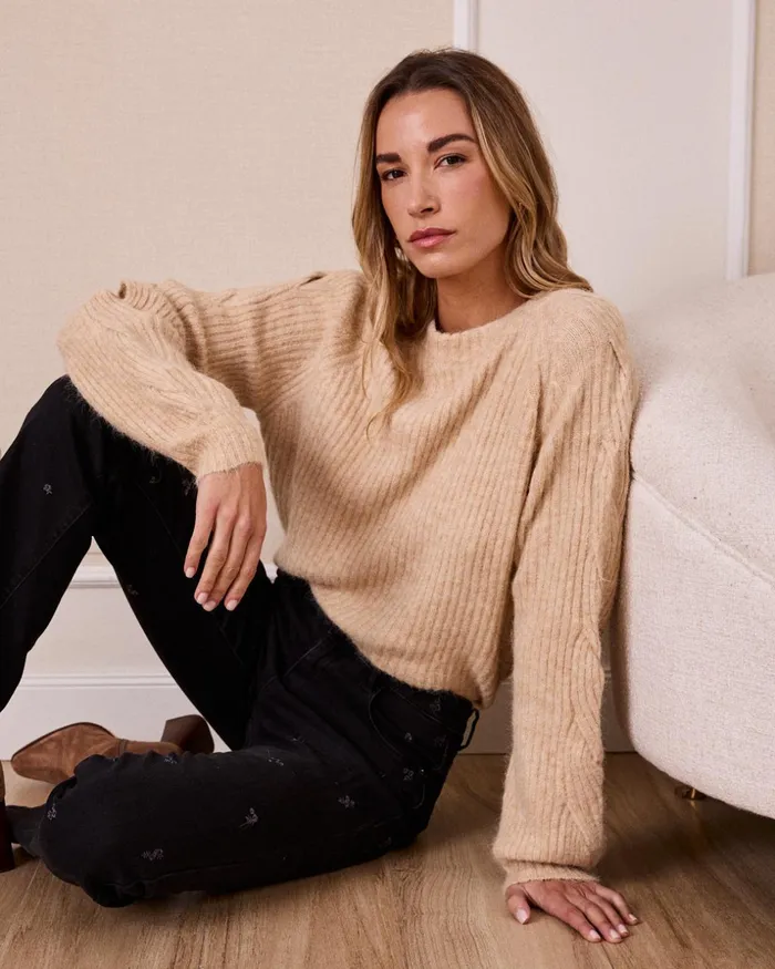 Polin Et Moi Bavaria Braided Sweater Beige Women Cardigans And Sweaters