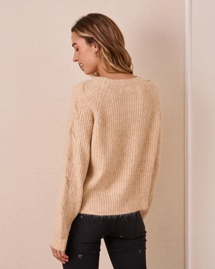Polin Et Moi Bavaria Braided Sweater Beige Women Cardigans And Sweaters Polin Et Moi Bavaria Braided Sweater Beige Women Cardigans And Sweaters