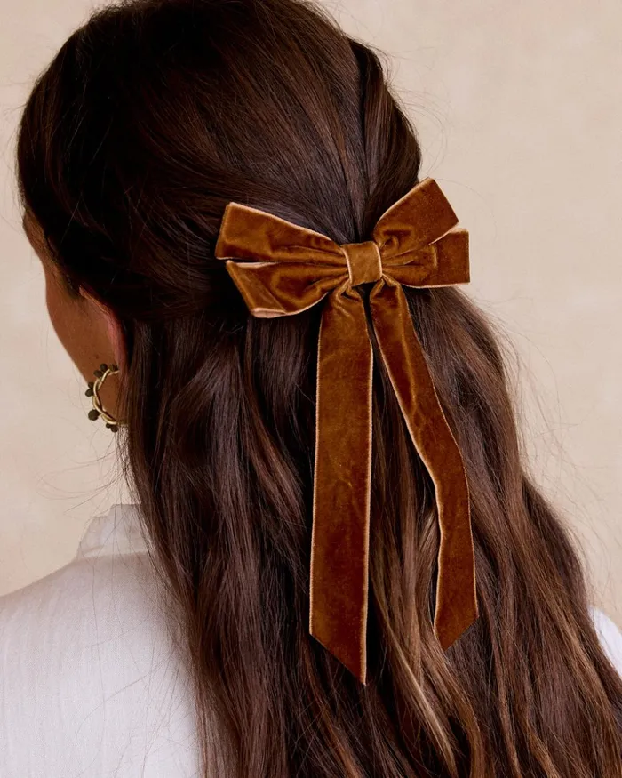 Polin Et Moi Bow Jasy Velvet Mustard Women Hair Accessories