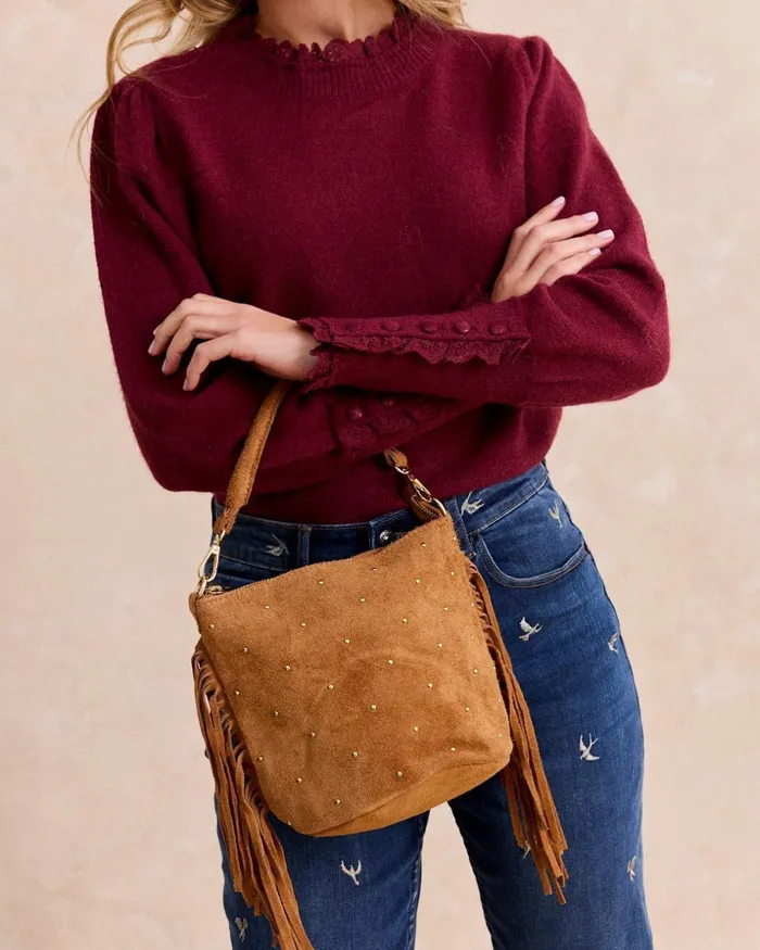 Polin Et Moi Carmina Studs Bag Camel Women Bags