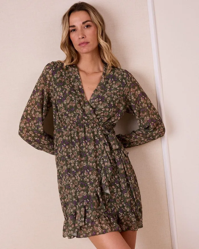 Polin Et Moi Carnation Flowers Dress Green Forest Women Dresses And Jumpsuits