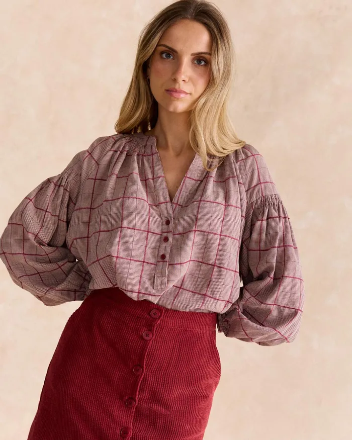 Polin Et Moi Clementine Vichy Blouse Cherry Women Blouses And Shirts