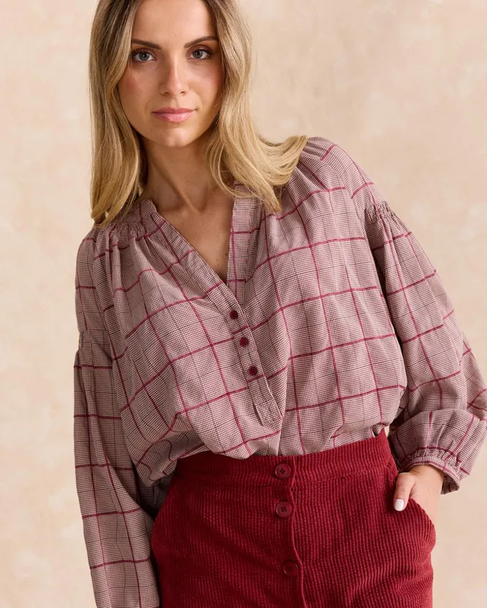 Polin Et Moi Clementine Vichy Blouse Cherry Women Blouses And Shirts Polin Et Moi Clementine Vichy Blouse Cherry Women Blouses And Shirts