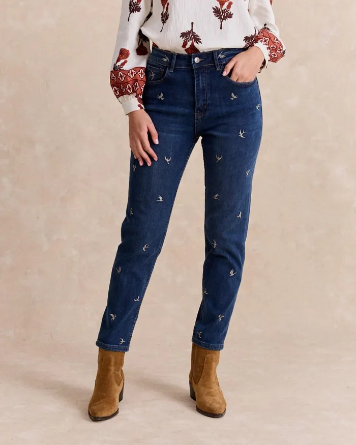 Polin Et Moi Denim Swallows Pants Denim Women Trousers