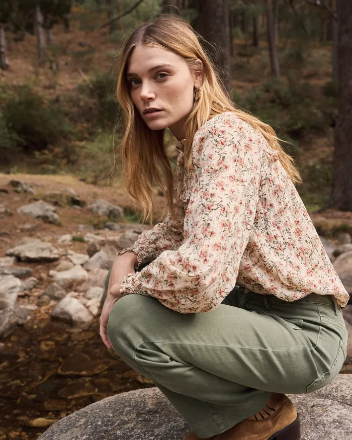 Polin Et Moi Dorotea Floral Blouse Beige Women Blouses And Shirts