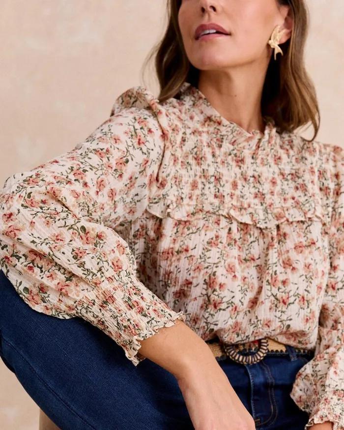 Polin Et Moi Dorotea Floral Blouse Beige Women Blouses And Shirts Polin Et Moi Dorotea Floral Blouse Beige Women Blouses And Shirts