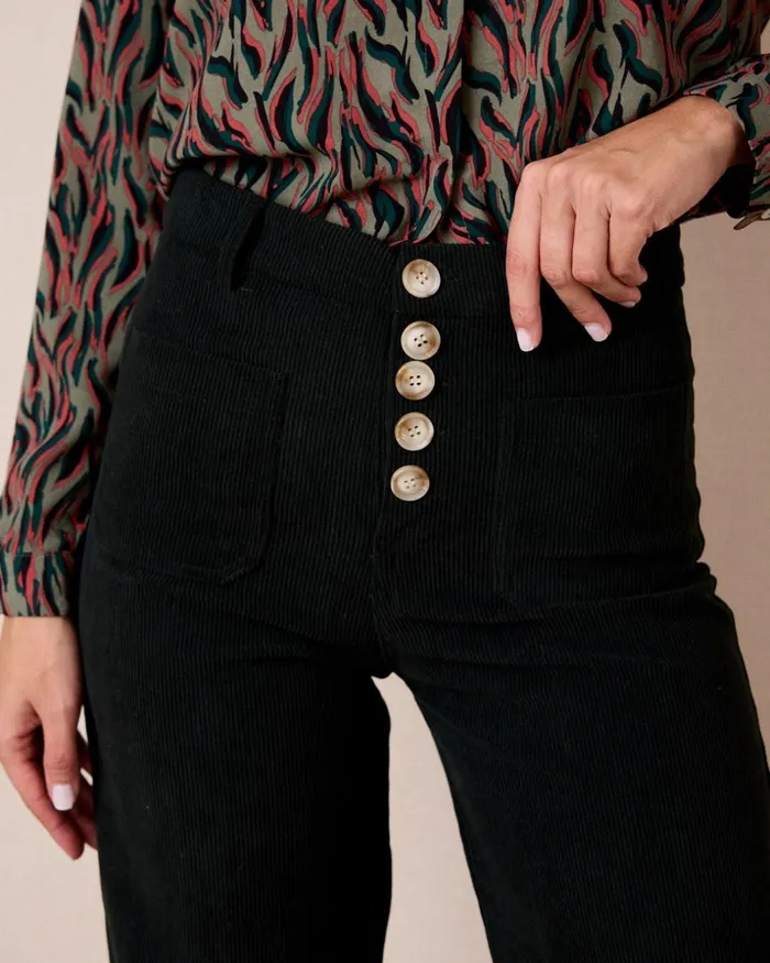Polin Et Moi Emerald Button Pants Green Forest Women Trousers Polin Et Moi Emerald Button Pants Green Forest Women Trousers