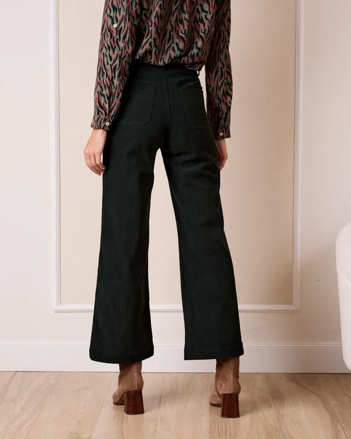 Polin Et Moi Emerald Button Pants Green Forest Women Trousers Polin Et Moi Emerald Button Pants Green Forest Women Trousers