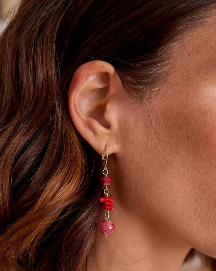 Polin Et Moi Grena Stone Earrings Red Women Jewelry