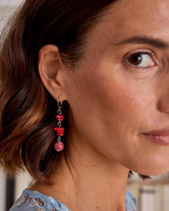 Polin Et Moi Grena Stone Earrings Red Women Jewelry Polin Et Moi Grena Stone Earrings Red Women Jewelry