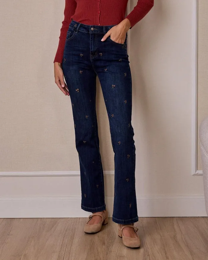Polin Et Moi Judith Embroidered Pants Denim Women Trousers