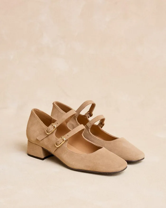 Polin Et Moi Mary Jane Farmina Buckle Camel Women Heels