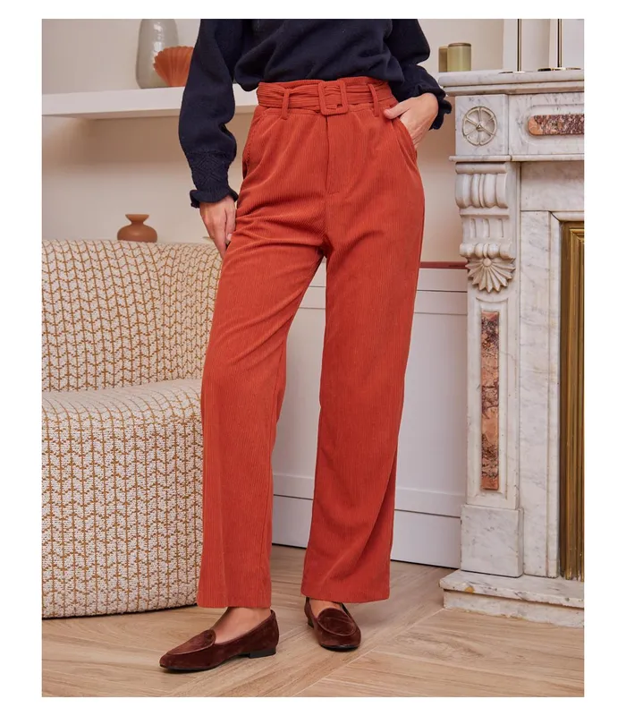 Polin Et Moi Nadra Corduroy Pants Tile Women Trousers