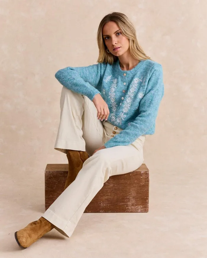 Polin Et Moi Petunia Knitted Cardigan Turquoise Women Cardigans And Sweaters Polin Et Moi Petunia Knitted Cardigan Turquoise Women Cardigans And Sweaters