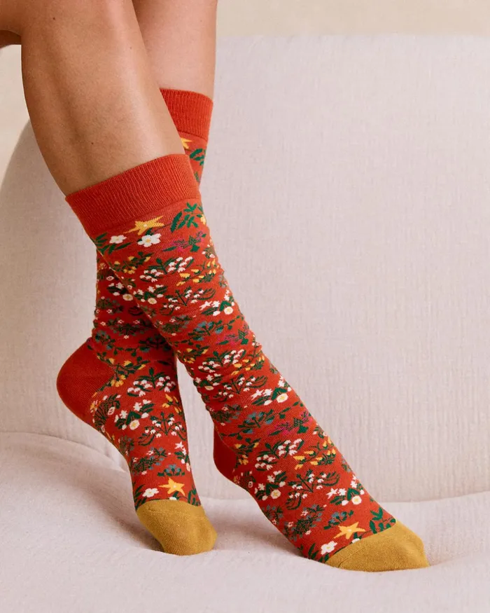 Polin Et Moi Socks Flowers Annecy Orange Women Socks