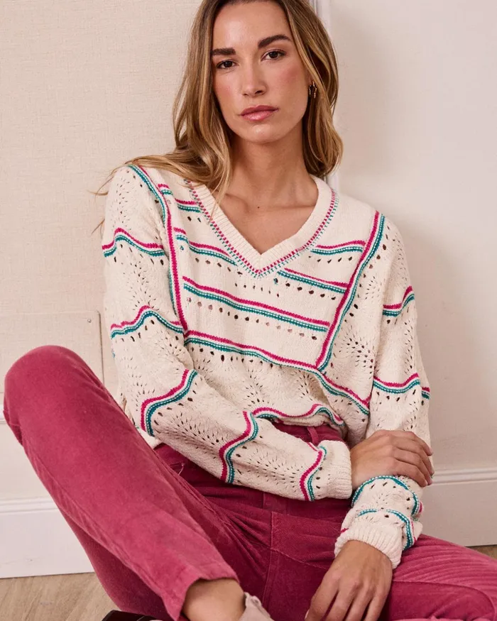 Polin Et Moi Sweater Print Viki Raw Women Cardigans And Sweaters