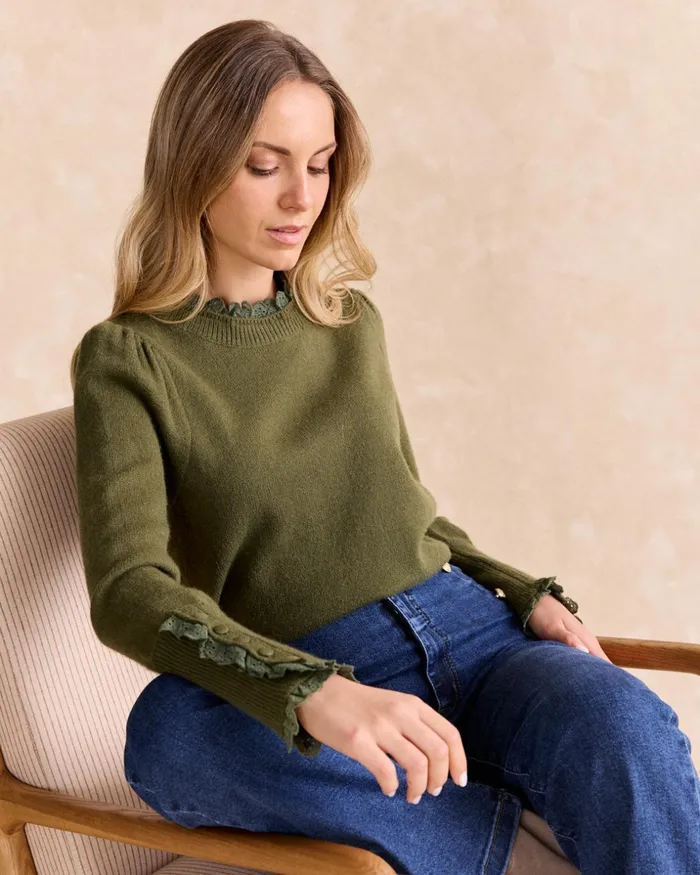 Polin Et Moi Sweater Puntilla Knitted Gordo Kaki Kaki Women Cardigans And Sweaters Polin Et Moi Sweater Puntilla Knitted Gordo Kaki Kaki Women Cardigans And Sweaters