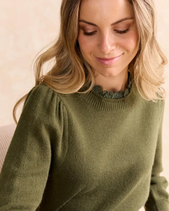 Polin Et Moi Sweater Puntilla Knitted Gordo Kaki Kaki Women Cardigans And Sweaters Polin Et Moi Sweater Puntilla Knitted Gordo Kaki Kaki Women Cardigans And Sweaters