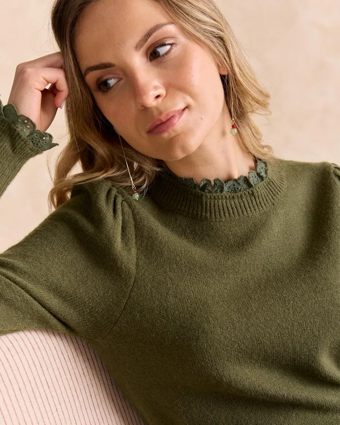 Polin Et Moi Sweater Puntilla Knitted Gordo Kaki Kaki Women Cardigans And Sweaters Polin Et Moi Sweater Puntilla Knitted Gordo Kaki Kaki Women Cardigans And Sweaters