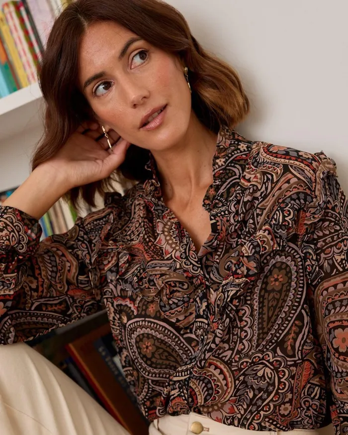Polin Et Moi Vesta Printed Blouse Black Women Blouses And Shirts Polin Et Moi Vesta Printed Blouse Black Women Blouses And Shirts