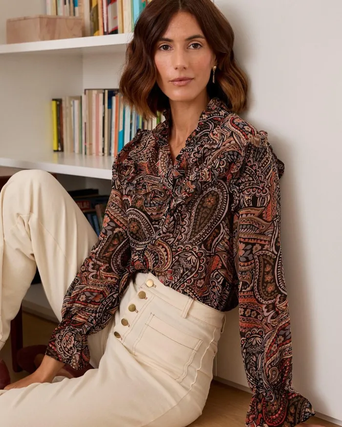 Polin Et Moi Vesta Printed Blouse Black Women Blouses And Shirts Polin Et Moi Vesta Printed Blouse Black Women Blouses And Shirts
