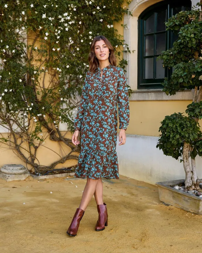 Polin Et Moi Zulea Ruffled Dress Brown Women Dresses And Jumpsuits Polin Et Moi Zulea Ruffled Dress Brown Women Dresses And Jumpsuits