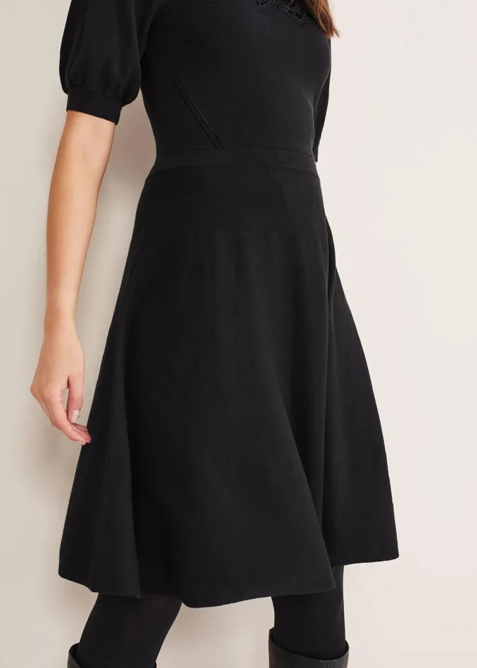 Renata Lace Yoke Dress Black Women Phase Eight Dresses
