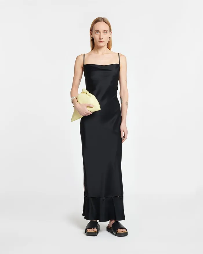 Renny Slip Satin Maxi Dress Black Women Nanushka Dresses