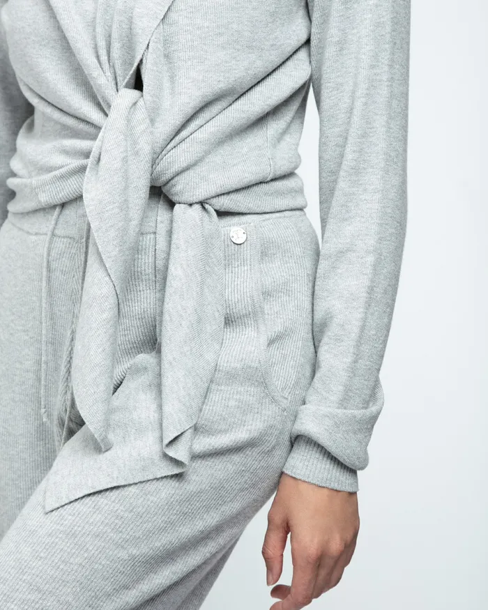 Repetto Womens Pants and Jumpsuits Straight Knitted Pants Textured Light Grey On Sale