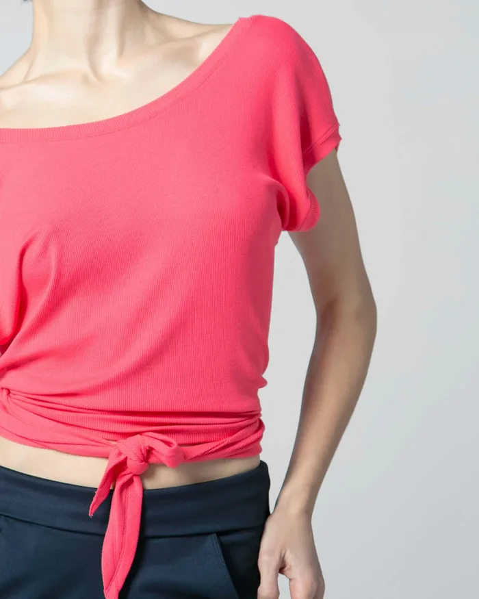 Repetto Womens Tops and TShirts Short Sleeves Top To Tie Pink Melba Casaul