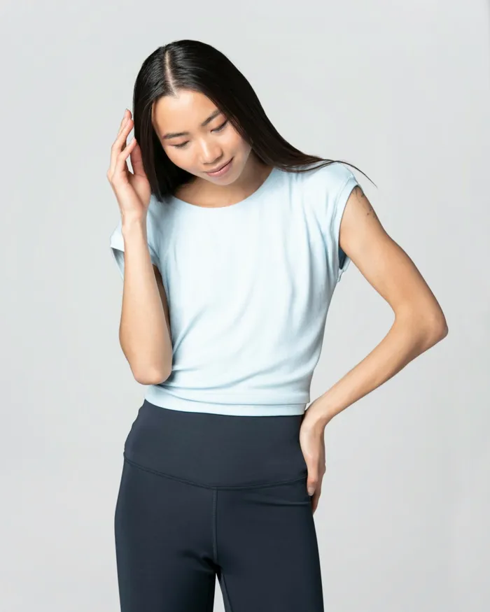 Repetto Womens Tops and TShirts Short Sleeves Top To Tie Porcelain Blue Gift for Friend Repetto Womens Tops and TShirts Short Sleeves Top To Tie Porcelain Blue Gift for Friend