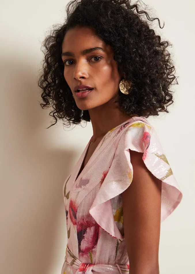 Rhiannon Sequin Printed Jumpsuit Multicoloured Women Phase Eight Dresses
