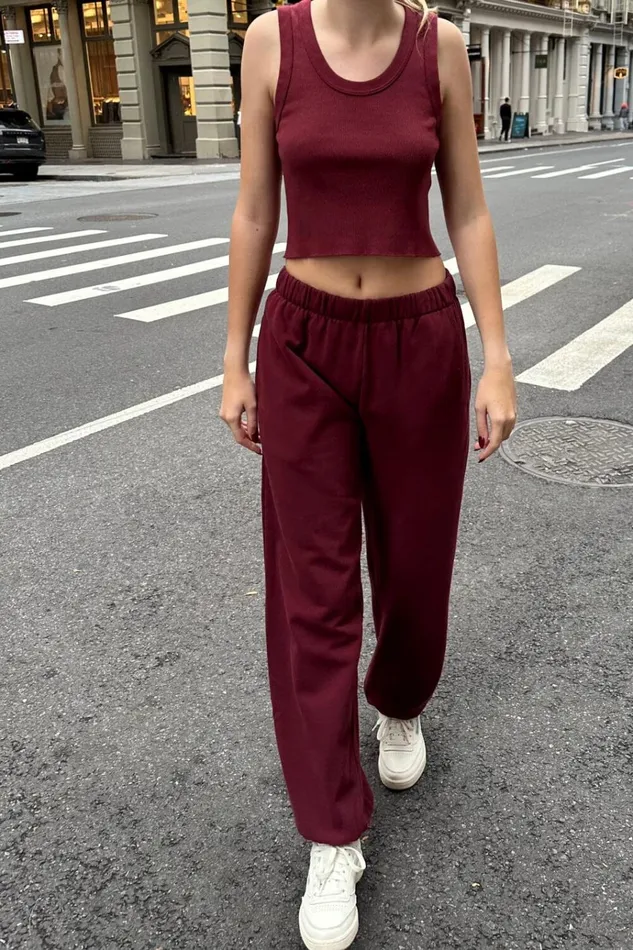 Rosa Sweatpants Burgundy Women Brandy Melville Sweatpants and Sweatshirts