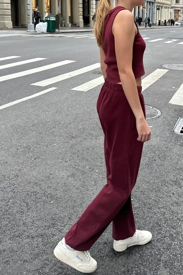 Rosa Sweatpants Burgundy Women Brandy Melville Sweatpants and Sweatshirts