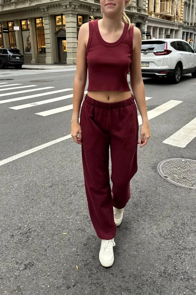 Rosa Sweatpants Burgundy Women Brandy Melville Sweatpants and Sweatshirts