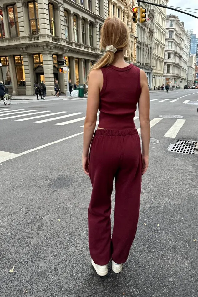 Rosa Sweatpants Burgundy Women Brandy Melville Sweatpants and Sweatshirts