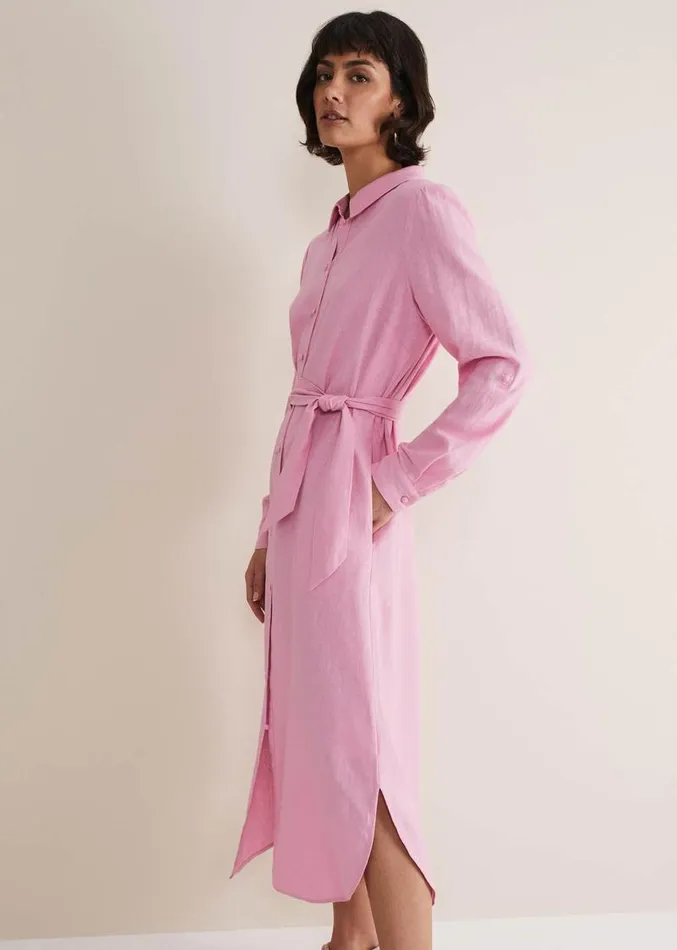 Rosalina Pink Linen Shirt Dress Pink Women Phase Eight Dresses