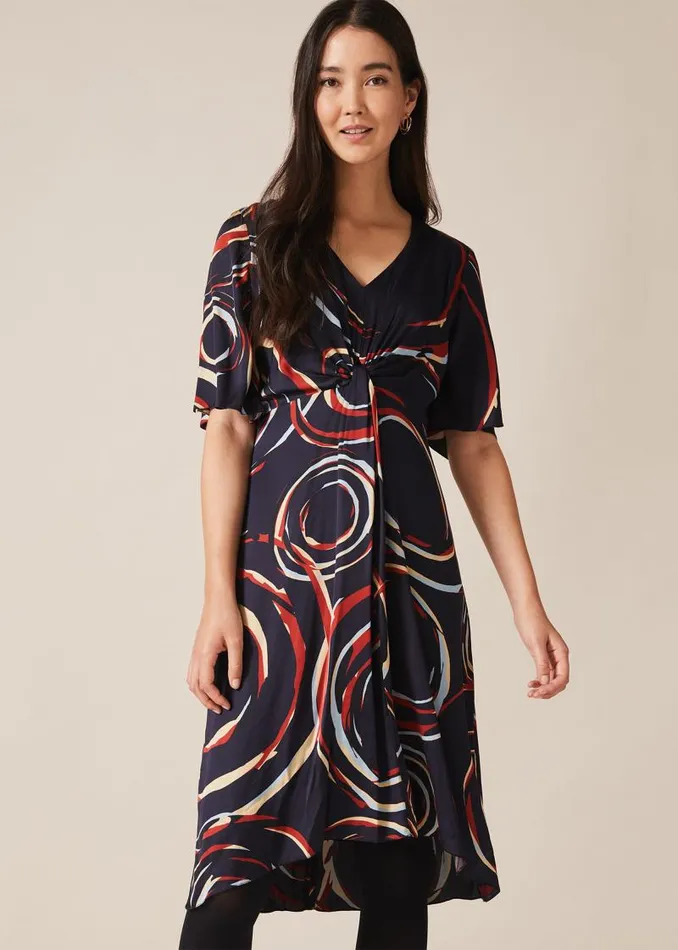Rosina Swirl Satin Dress Navymulti Women Phase Eight Dresses