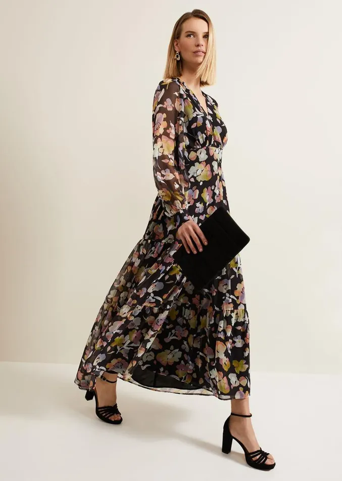 Sandra Floral Maxi Dress Black Multi Women Phase Eight Dresses